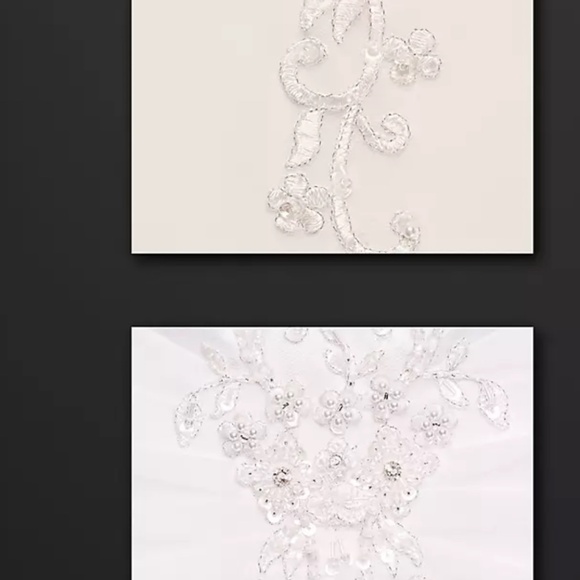 David’s Bridal NWT A line Chiffon Split Front Overlay Wedding Dress STYLE# V9010 - Picture 4 of 16